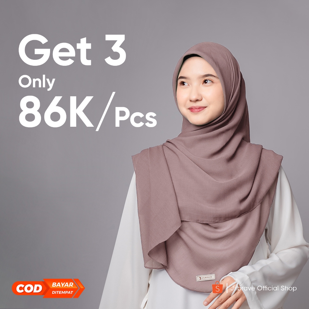 Jilbrave YAFFA HIJAB MALAY Tudung Curve Malaysia Kerudung Segiempat Oval 3 Sisi