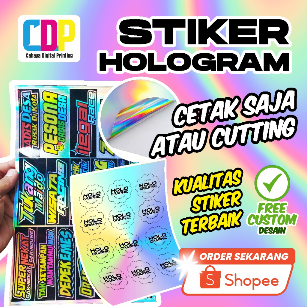 Cetak Stiker Hologram Custom Ukuran A3+