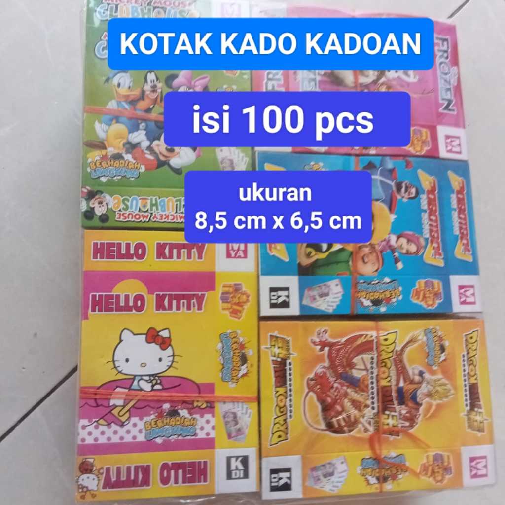 

Kotak kado karakter Harga Grosir isi 100 pcs masih kosong mainan kado murah bisa COD