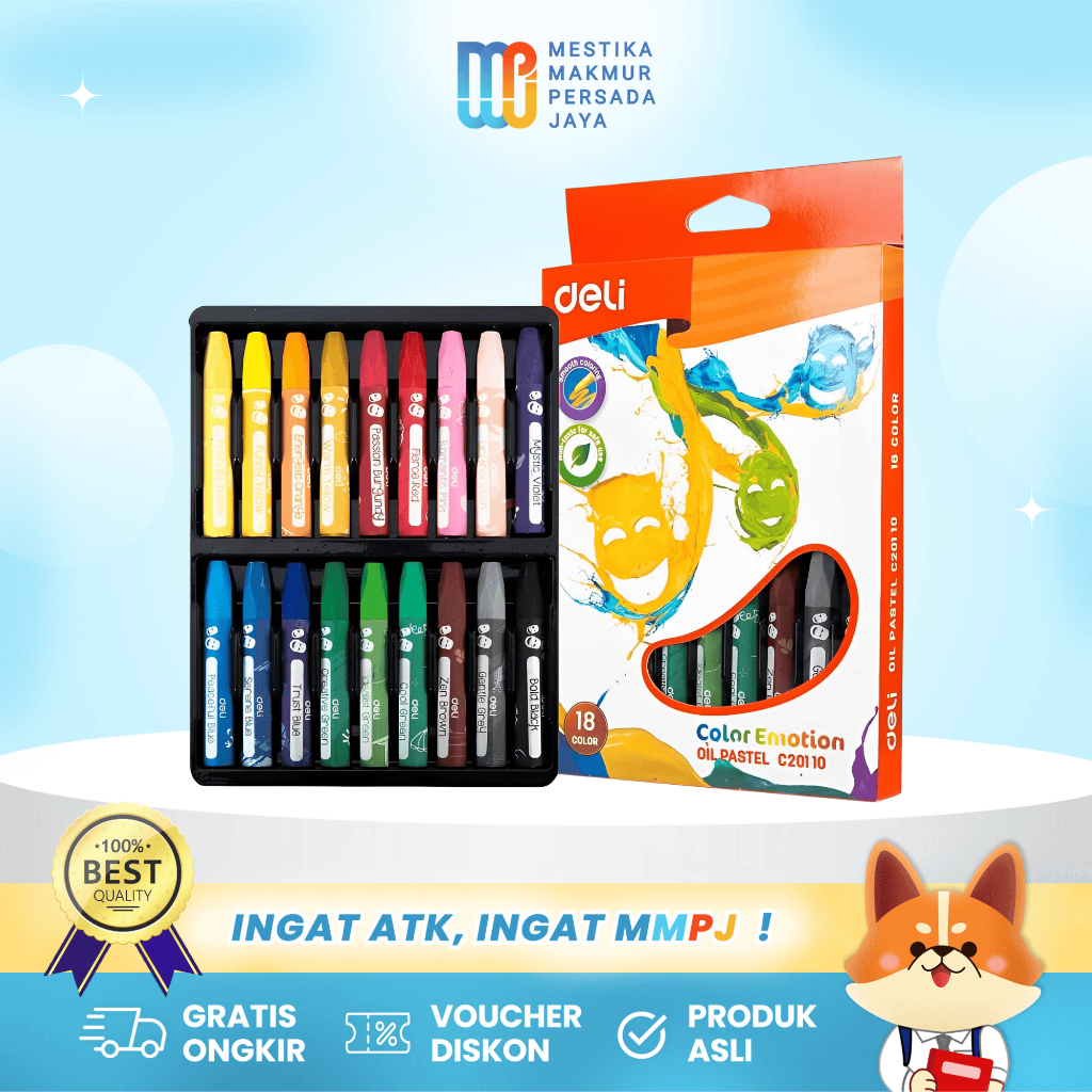

Deli Crayon Anak Lengkap - Oil Pastel 18 Warna Anti Kotor EC20110