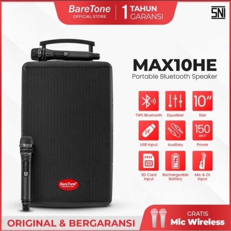 Speaker aktif baretone max10he speaker portable baretone max 10he max 10 he