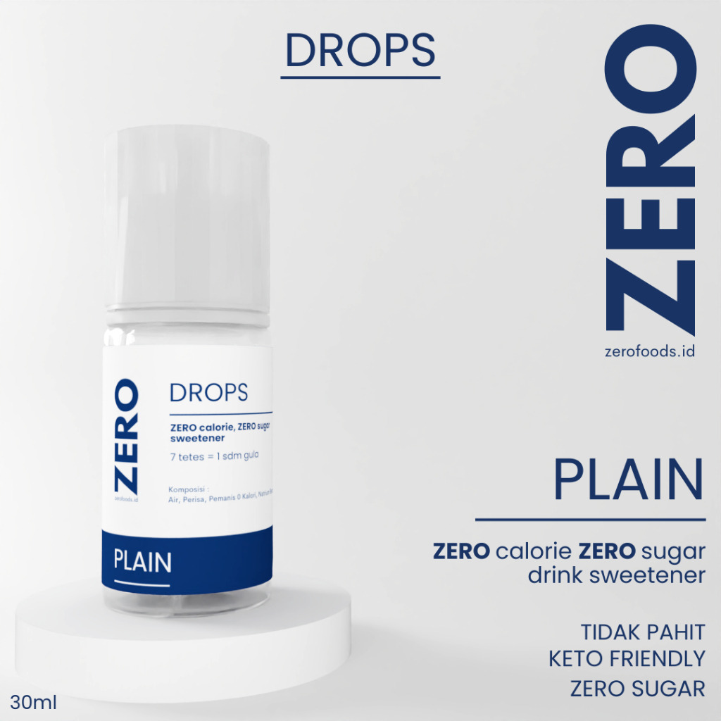 

ZERO DROPS Plain Sweetener 30ml / Pemanis Cair Non Stevia Pemanis Pengganti Gula 0 Kalori