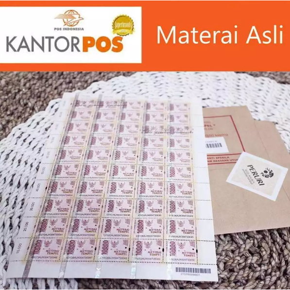 

Materai 10000 Asli Pos Indonesia Meterai Matrai Perangko 10 Pcs