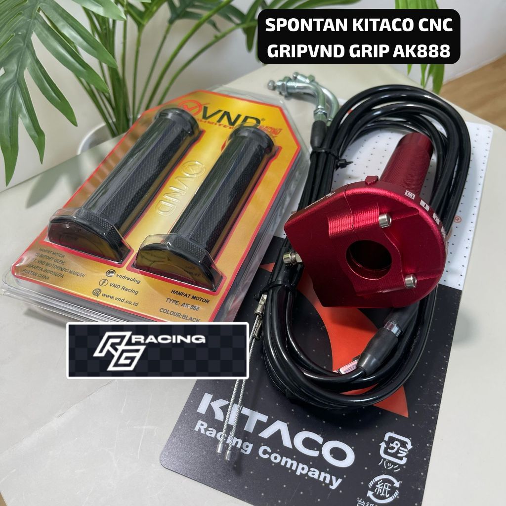 Gas Spontan KITACO RACING With HandGrip VND 2 KABEL Universal Semua Motor Injeksi//Gas Spontan KITAC