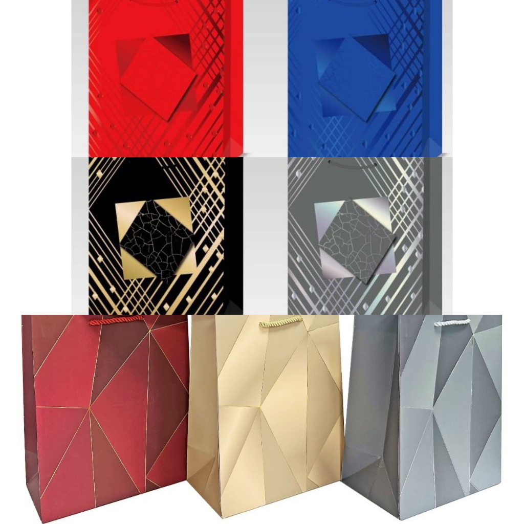 

Paper Bag Tali Kertas Premium Bahan Tebal / Goodie Bag Hand Bag Geometri Elegan Glamor