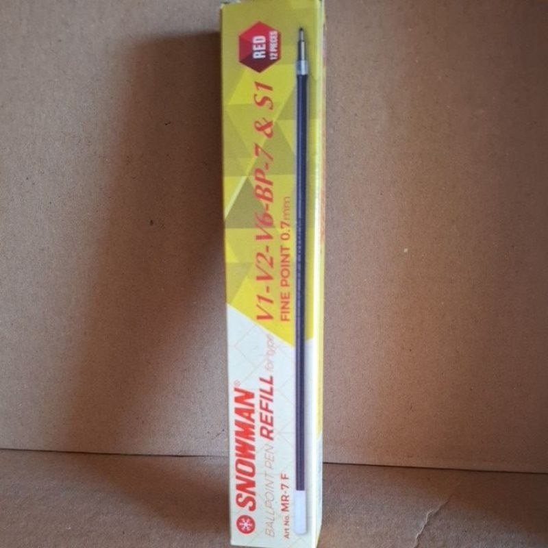 

isi pen snowman /snowman ballpoint refill for type V1-V2-V6-BP-7 & S1 0.7mm merah