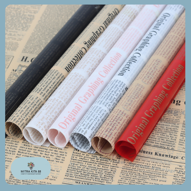 

Isi 20 LEMBAR Kertas Buket Bunga Bunga Cellophane Motif Koran Flower Wrapping Newspaper Pattern Paper Kraft KB049