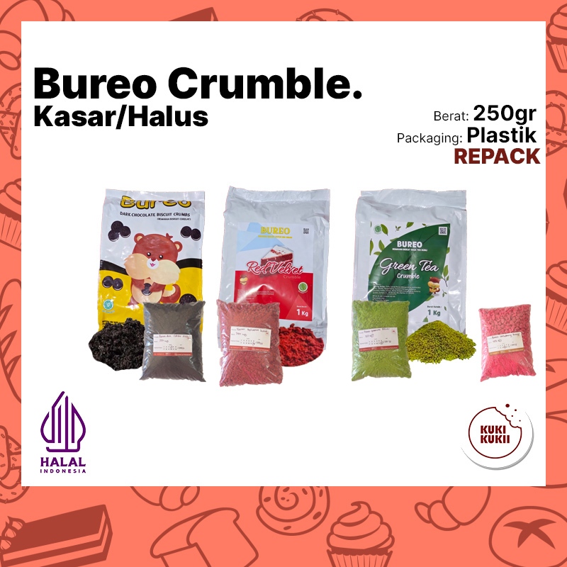 

BUREO Biscuit Crumble 250gr Kasar / Halus REPACK | BUREO Cookies Crumble Kasar dan Halus 250 gram