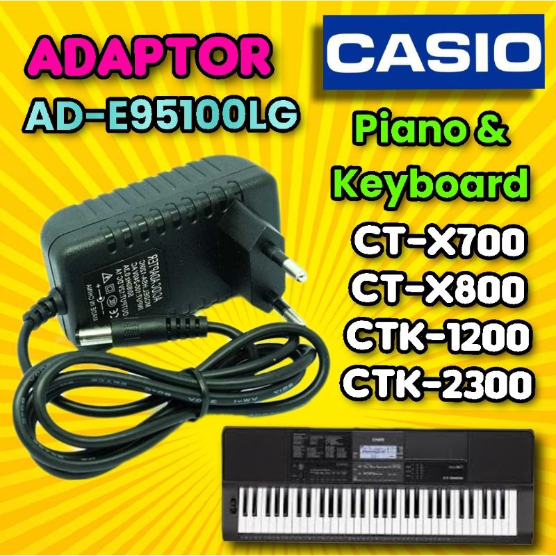 Adaptor power supply untuk piano keyboard CASIO CT-X800, CT-X700 AD-E95100LG