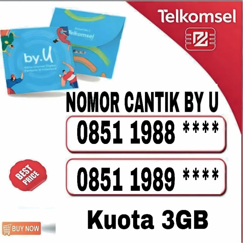 nomor cantik Telkomsel by.u seri tahun 0851 1988 ***