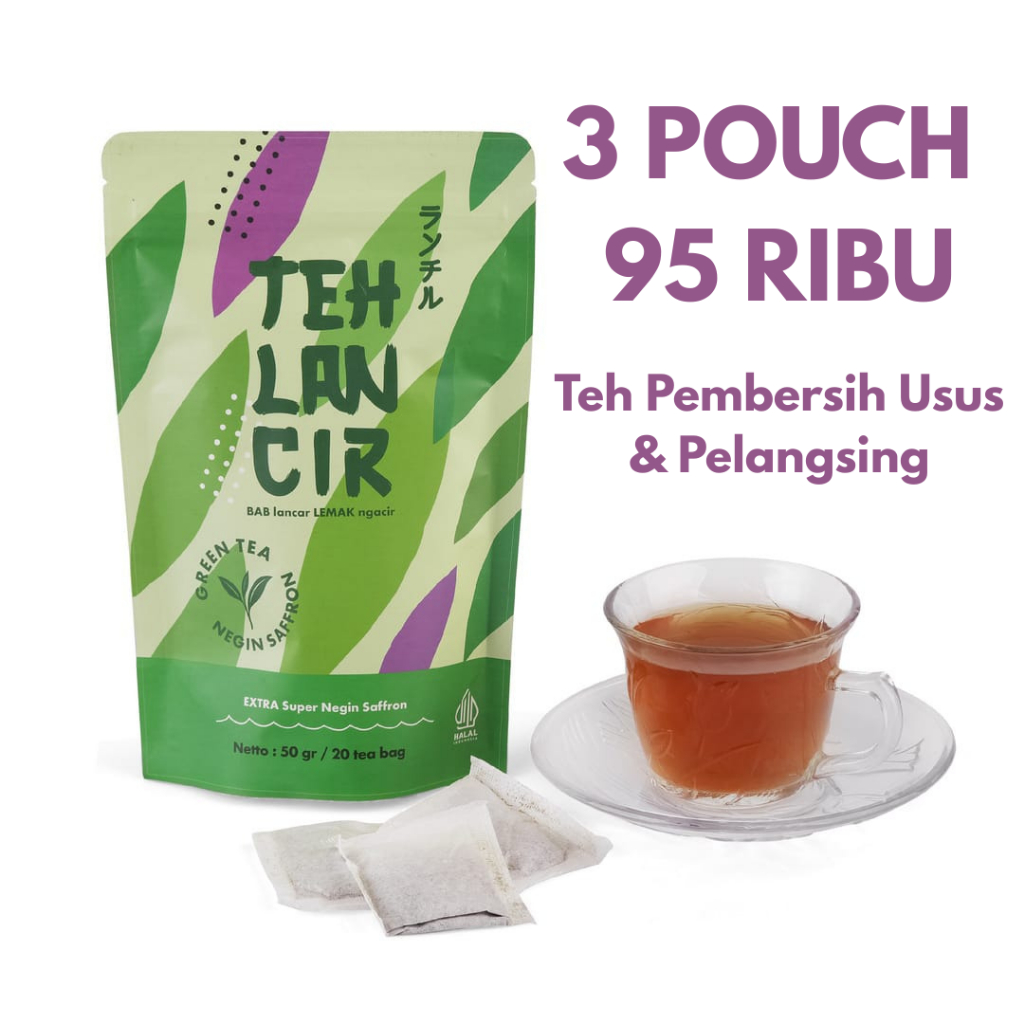 

TEH LANCIR / PAKET 3 POUCH 95 RB / Teh Detox Pembersih Usus Kotor / LANGSING ALAMI !!! / RESMI PIRT