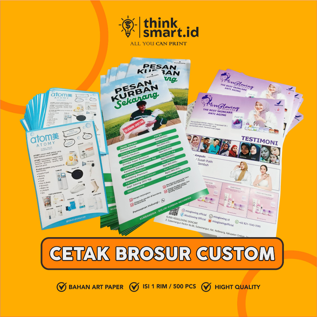 

Cetak Brosur, Flyer 1 Rim Fullcolour, Tinta Premium 500 LEMBAR