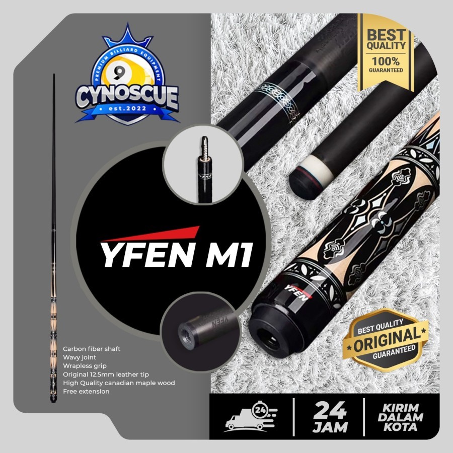 STIK BILLIARD CARBON YFEN M1 M2 M3 M4 YFEN CUE STICK PLAY CARBON