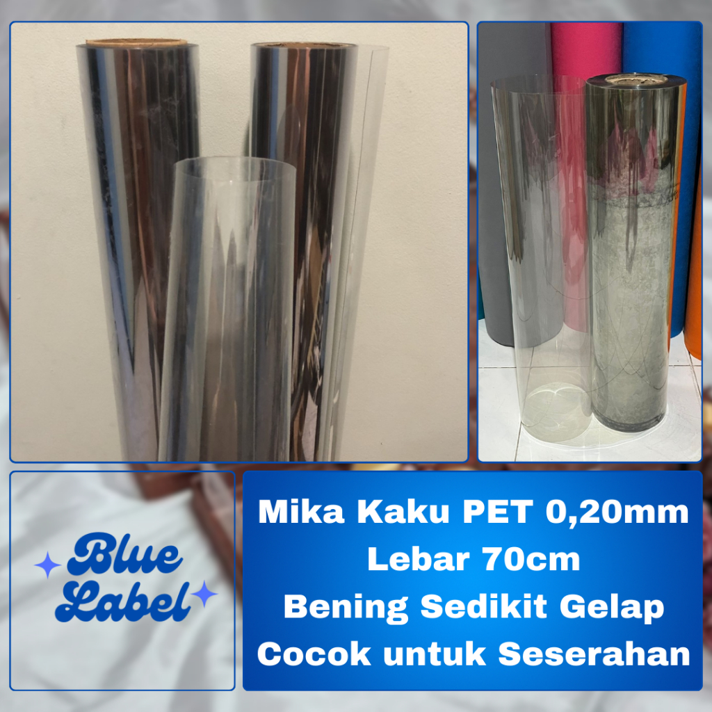 

Mika Kaku PET Bening (0,20mm x 70cm) untuk Tutup Seserahan / Hantaran Pernikahan Meteran Pet Rigid Roll