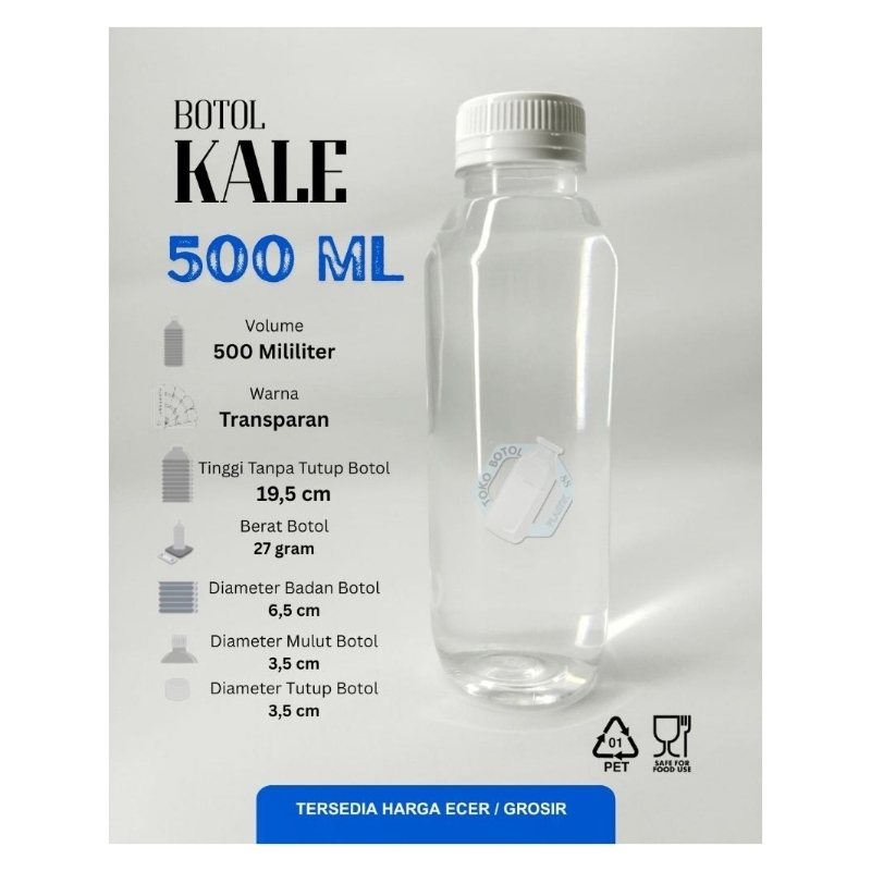 Botol Kale 500ML / Botol Plastik Tebal 500ML / Botol Plastik PET Tebal Anti Bocor 500ML / Botol Plas