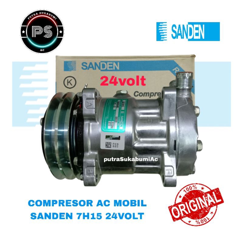 COMPRESOR KOMPRESOR AC MOBIL ORIGINAL SANDEN 7H15 24VOLT
