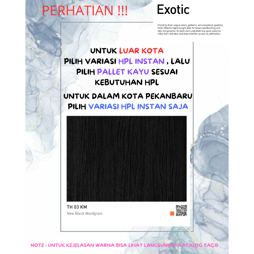 (LUAR KOTA WAJIB PALLET KAYU) HPL TACO WOODGRAIN TEXTURED TH 03 KM