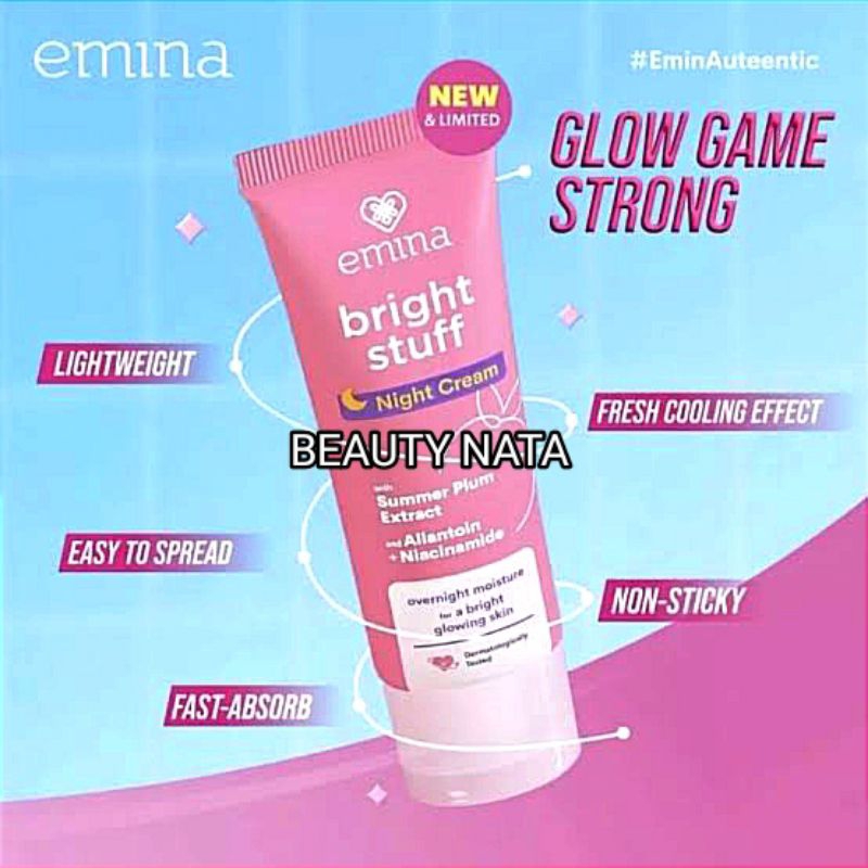 Emina Bright Stuff Night Cream 20ml Pelembab Cream Malam Emina Terbaru Original/BPOM/Terlaris