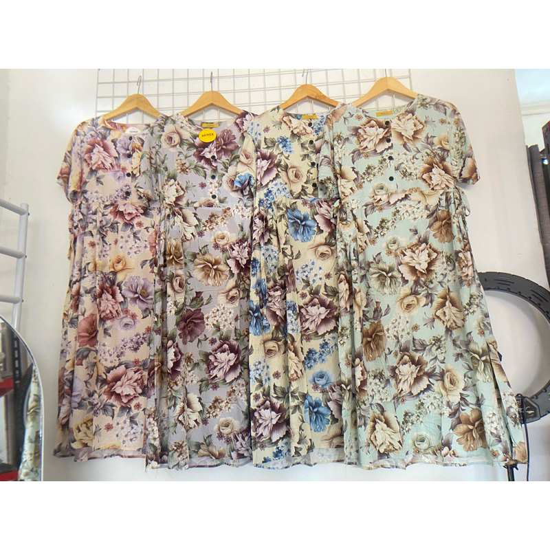 daster  motif bunga tali samping kanan kiri