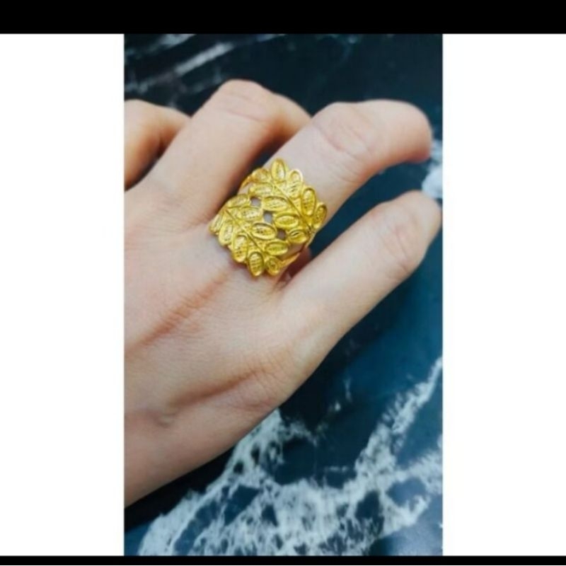 CINCIN DAUN 1 SUKU LAPIS EMAS 24K. TERBARU