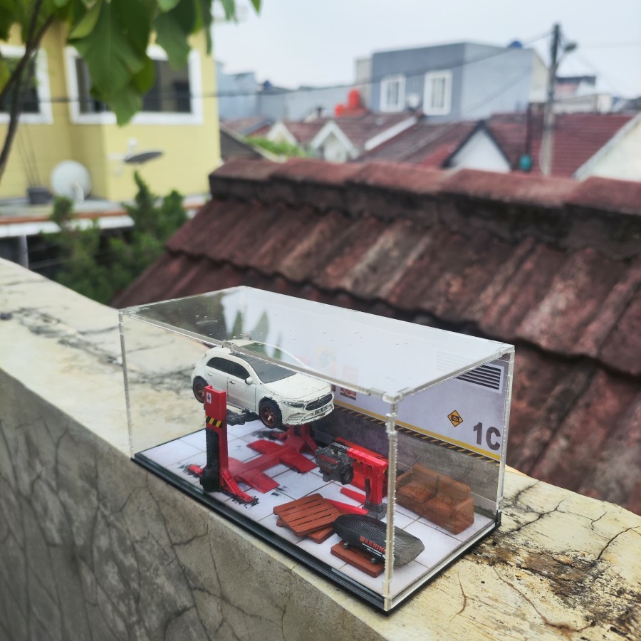 MINI DIORAMA 1 / 64 - DIECAST 64 - DIORAMA + AKRILIK - DIORAMA ACRYLIC DIECAST - DIORAMA BENGKEL - M