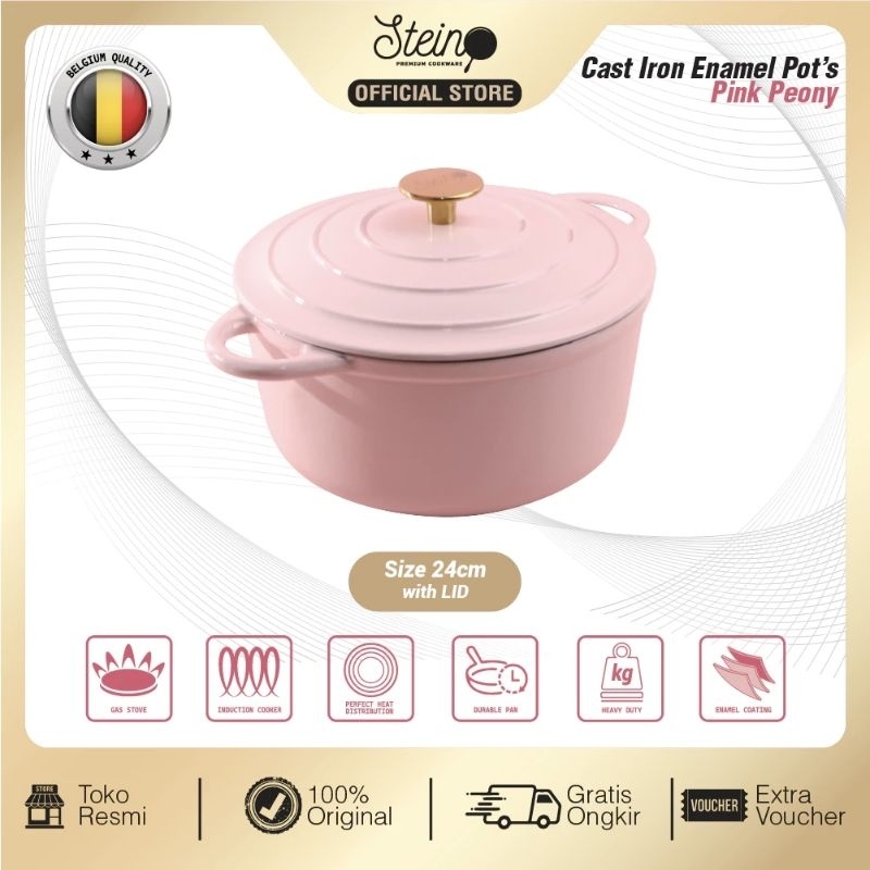 Stein Panci Cast Iron Enamel Pink 24 cm