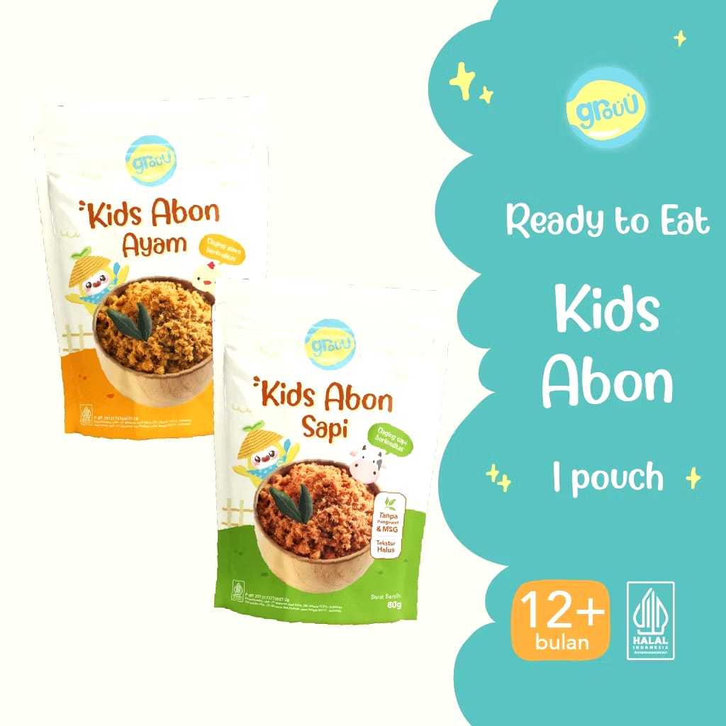

Grouu - Abon Kids Ayam & Sapi (cocok untuk 12+ Bulan) - Tekstur lebih padat dibanding Abon Mpasi - No MSG - Lauk, Snack Anak - Chicken