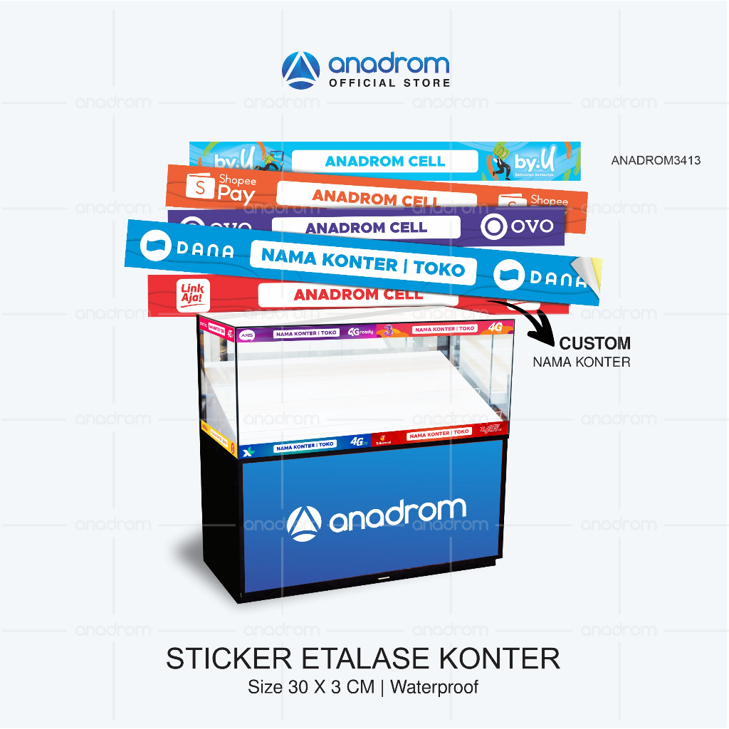 

Stiker Etalase Kecil Konter | Stiker Kaca Etalase Atribut Konter Ponsel | Stiker Kaca Etalase | Stiker Etalase Kecil Shape Versi 1 | Anadrom 3413