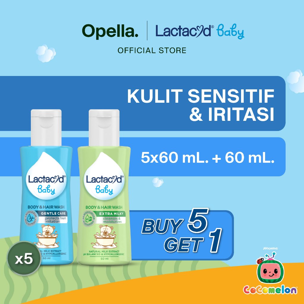 Lactacyd Baby Gentle Care 2in1 Body Wash and Hair Shampoo 5x60mL – Sabun Bayi Melindungi Kulit Bayi 