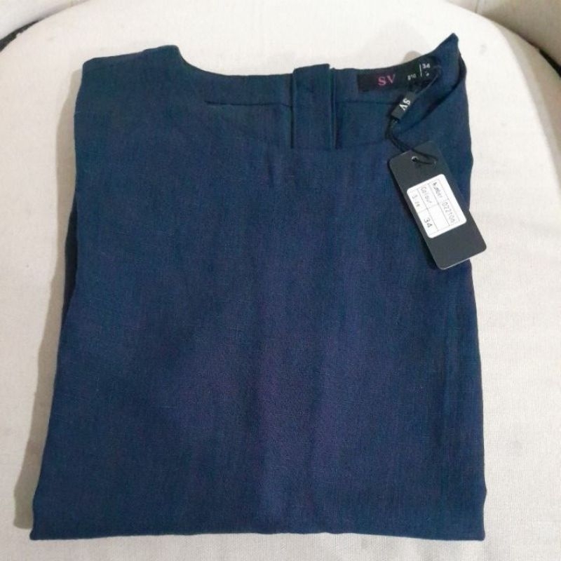 kemeja wanita biru polos