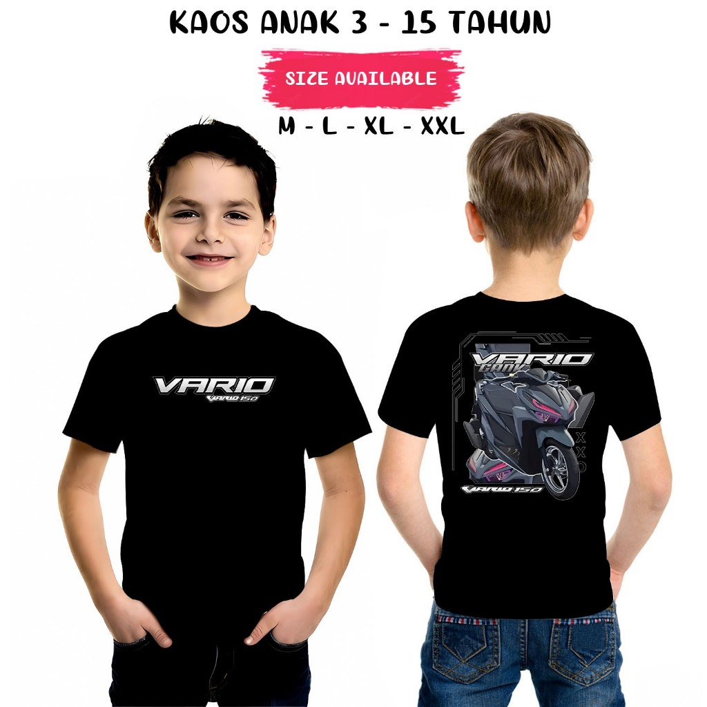 Kaos Anak Sablon Honda Vario 150 gank - Kaos anak racing motor vario - distro usia 3 - 15 tahun bisa