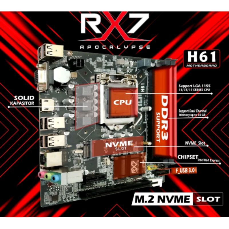 PAKET MOTHERBOARD RX7 H61 LGA1155