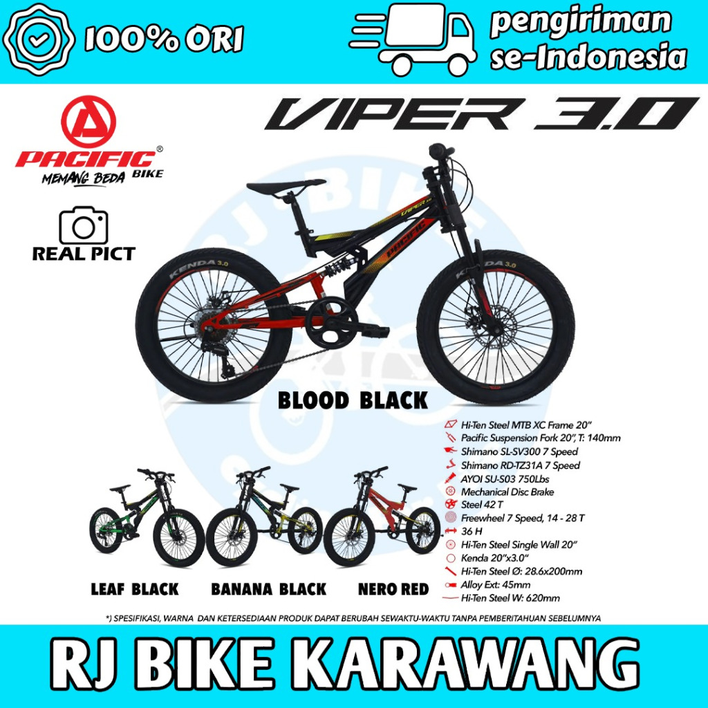 SEPEDA GUNUNG ANAK PACIFIC VIPER 3.0 BAN JUMBO 20INCH