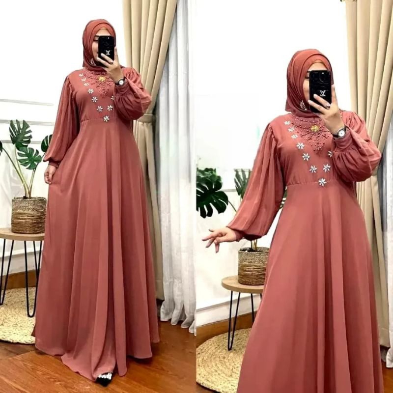 Fursya Dress muslim gamis wanita termurah mewah dress acara kondangan dresscode terlaris warna olive