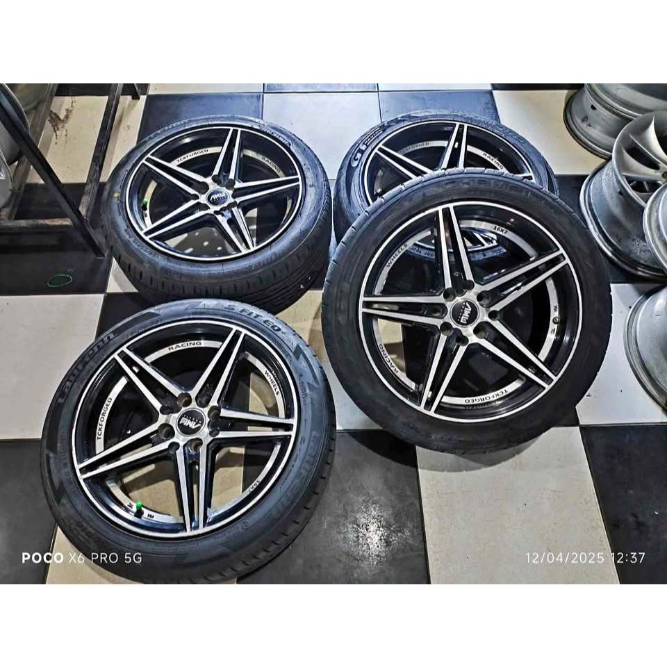 VELG MOBIL BEKAS SEKEN AMW RING16 LEBAR 7 PCD 8X100/114 ET 35 B/P + BAN GT(2)BS(1)LAUFEN(1) 195 50 R