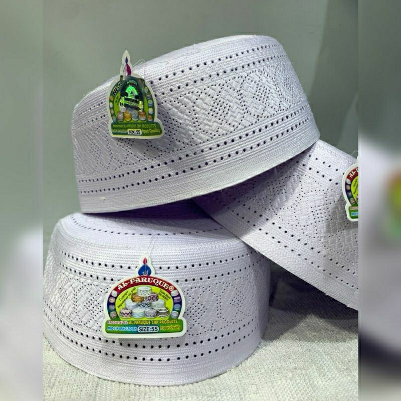 GROSIR Peci songkok BANGLADESH LUBANG ORIGINAL, merk Alfaruque warna putih motif lubang minimal pemb