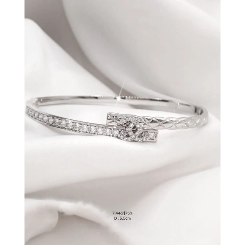 GELANG BANGLE OVAL CHANEL WHITE GOLD 750