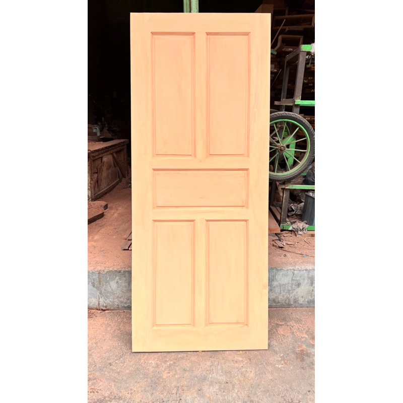 Daun Pintu + Kusen Kayu Solid Meranti Lokal