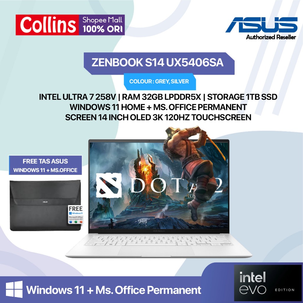 ASUS ZENBOOK S14 OLED 3K TOUCH UX5406SA ULTRA 7 258V 32GB 1TB W11+OHS+O365 14.0 3K 120HZ - OLEDS7311