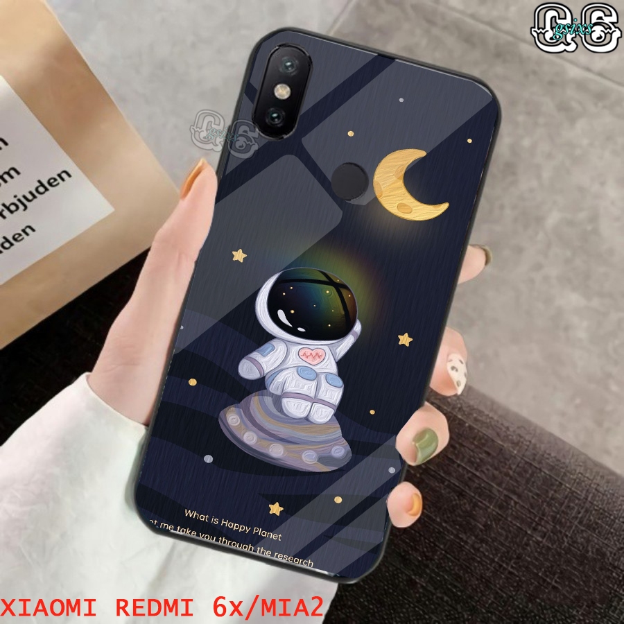 [gsixs_case]case xiaomi redmi 6 pro/mi a2 lite - case Glossy-Pelindung )case(astronot)softcase hp-ch