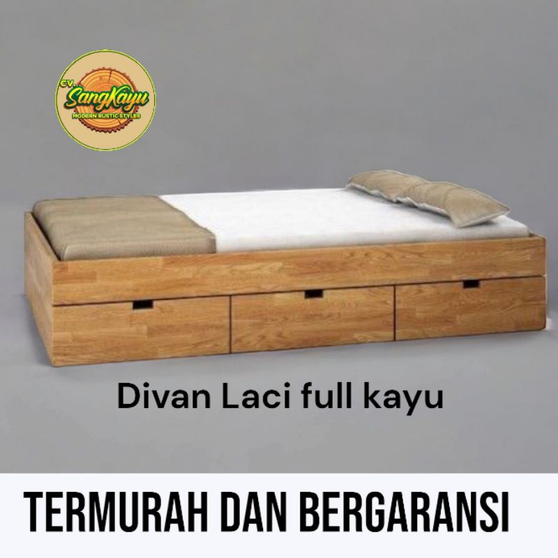 Divan Kayu laci Divan kayu minimalis Ranjang kayu Ranjang matras