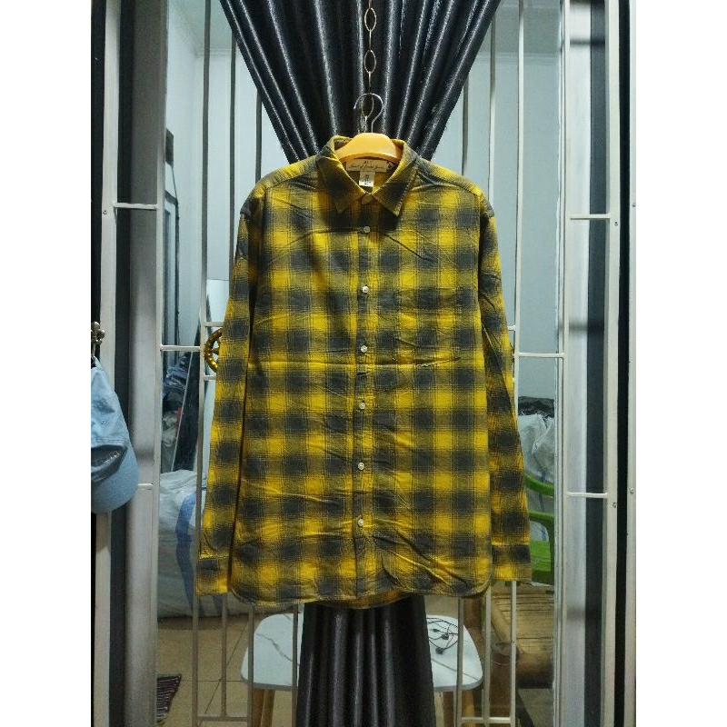 kemeja HM soft flannel gradasi veterano lengan panjang pria body fit XL