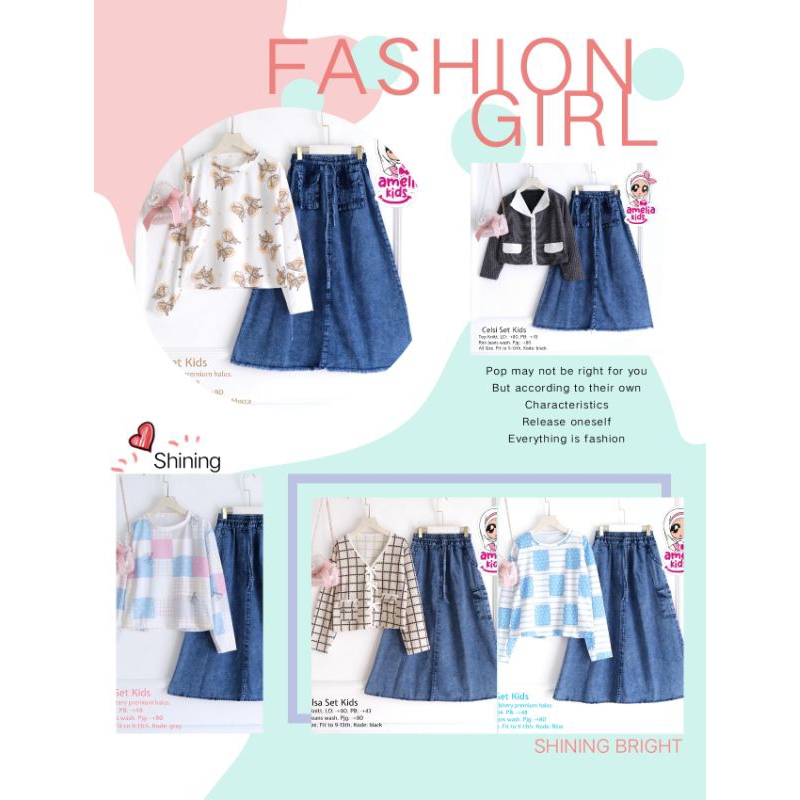 set rok amelia kids ori ( oliva,celsi,selsa,wenli,clover,lili,silvi)