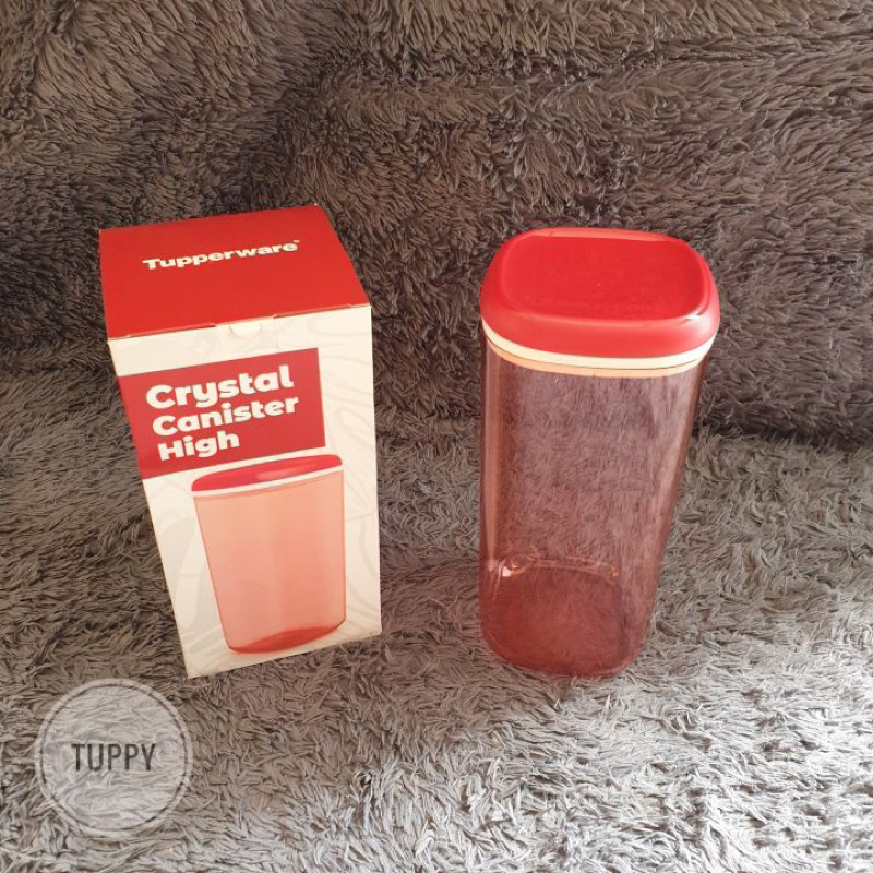 crystal canister high red (2) tupperware