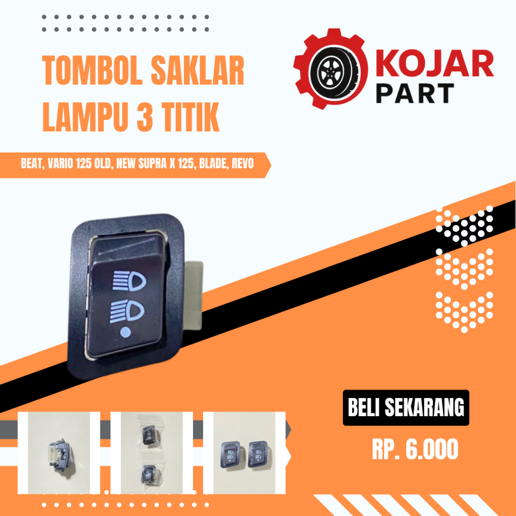 Tombol Saklar Lampu 3 Titik / Dim Jauh / Dekat / Off / Motor Beat  Fi, Esp, Pop, Street / Vario 125 