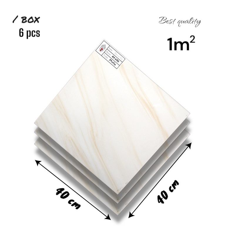 Keramik Lantai 40x40 Damasco Beige Keramik Mulia Ceramic Glossy Grade A Isi 6pcs