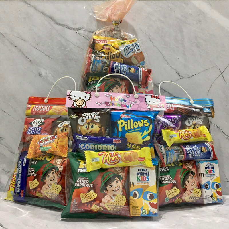 

SNACK ACARA / Snack Ulang Tahun Anak / Parcel Ulang Tahun Anak / Paket Ulang Tahun Anak