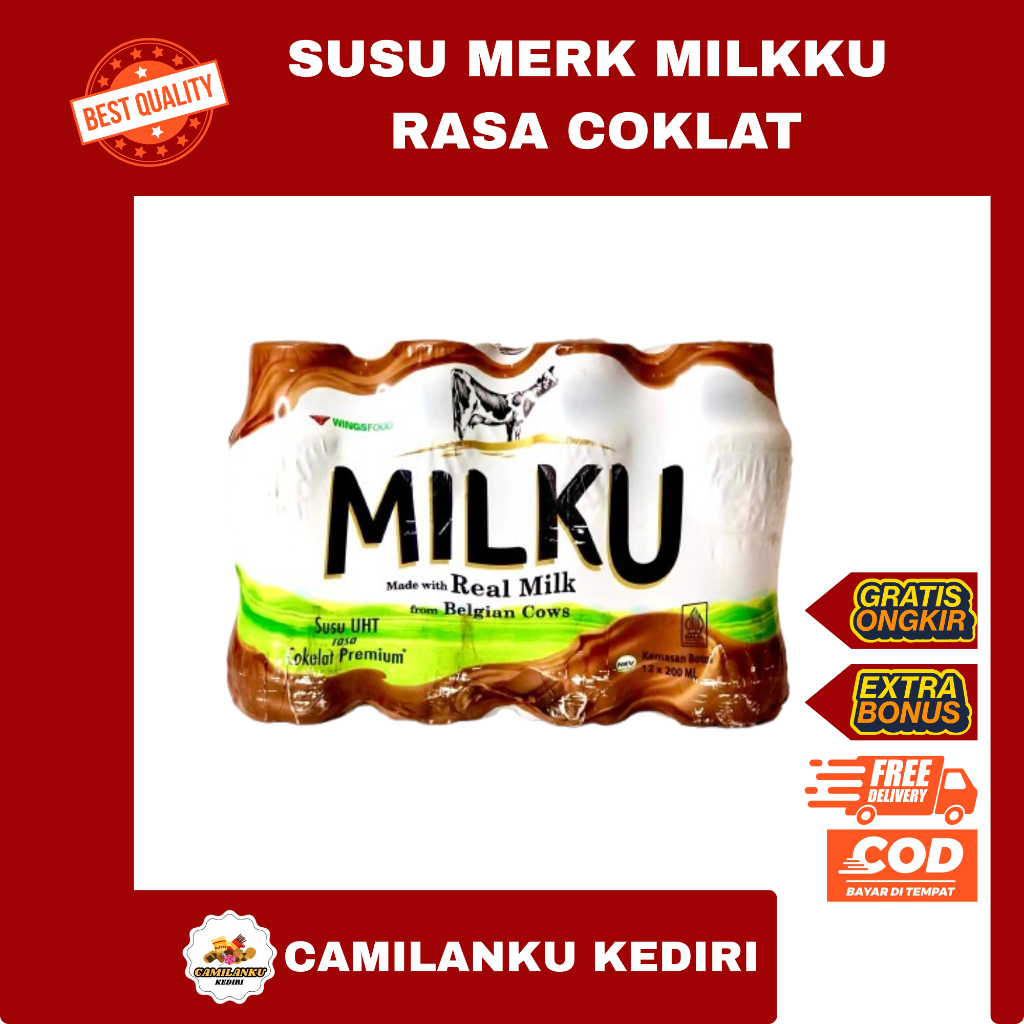 

susu merk milkku rasa coklat 1 kardus isi 12/susu milkku rasa coklat 200ml