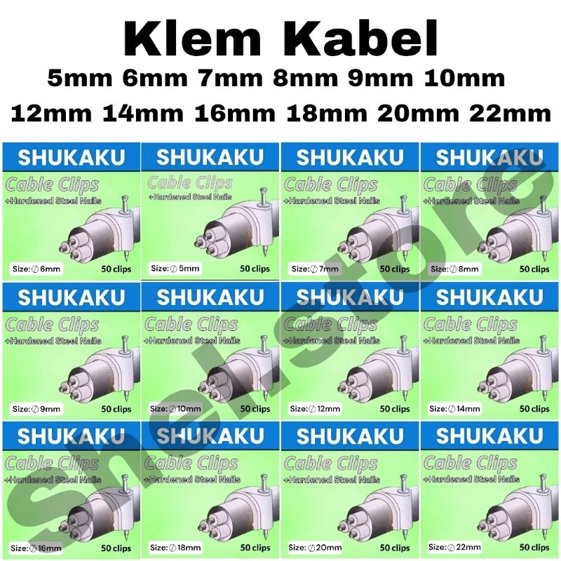(1 Pack isi 50 pcs) SHUKAKU Klem Kabel No 5mm 6mm 7mm 8mm 9mm 10mm 12mm 14mm 16mm 18mm 20mm 22mm | K