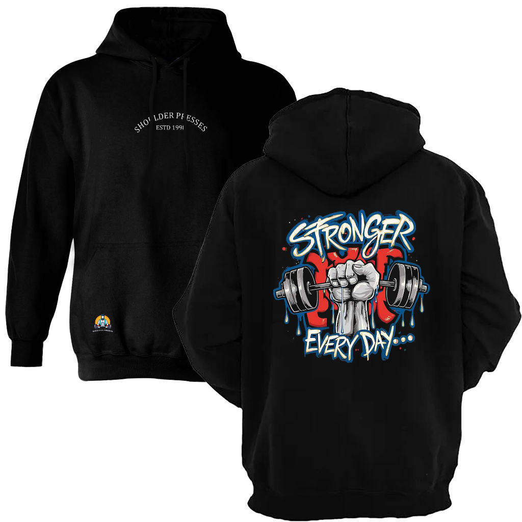 Hoodie Pria Keren Kece Nyala shoulder presses sweater sablon stronger everyday unisex pria murah ori